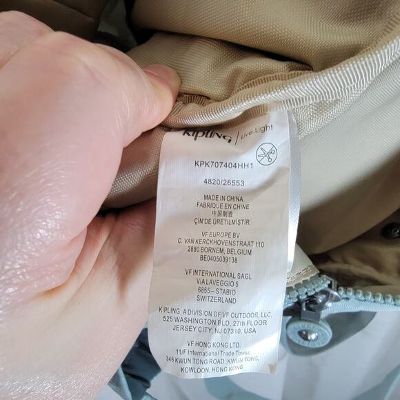 Kipling City Backpack Womens Medium Light Blue Drawstring Flap Monkey Keychain - Picture 12 of 12